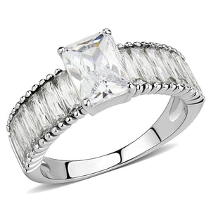 TK3608 - No Plating Stainless Steel Ring with AAA Grade CZ  in Clear - Joyeria Lady