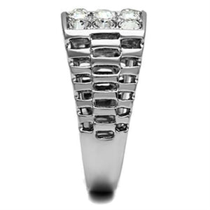 TK360 High polished (no plating) Stainless Steel Ring with Top Grade Crystal in Clear