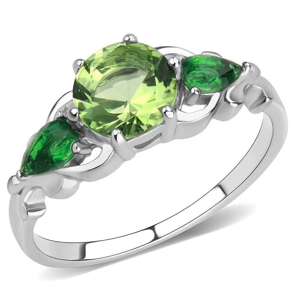 TK3610 - No Plating Stainless Steel Ring with Synthetic Synthetic Glass in Peridot - Joyeria Lady