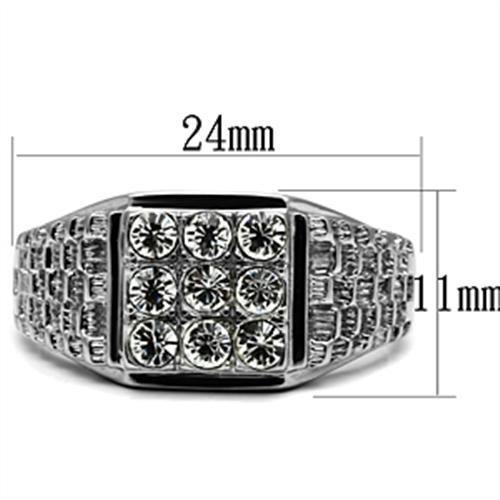 TK361 High polished (no plating) Stainless Steel Ring with Top Grade Crystal in Clear - Joyeria Lady