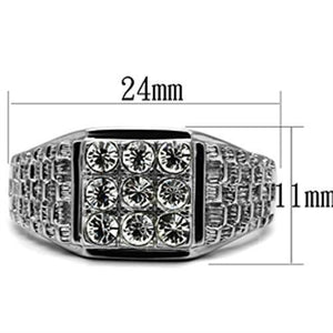 TK361 High polished (no plating) Stainless Steel Ring with Top Grade Crystal in Clear