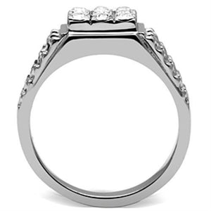 TK361 High polished (no plating) Stainless Steel Ring with Top Grade Crystal in Clear