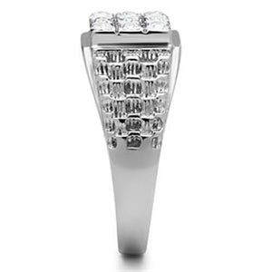 TK361 High polished (no plating) Stainless Steel Ring with Top Grade Crystal in Clear