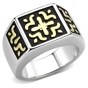 TK3622 Two-Tone IP Gold (Ion Plating) Stainless Steel Ring with No Stone in No Stone - Joyeria Lady