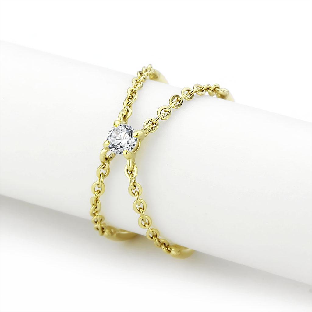 TK3627 - IP Gold(Ion Plating) Stainless Steel Ring with AAA Grade CZ  in Clear - Joyeria Lady