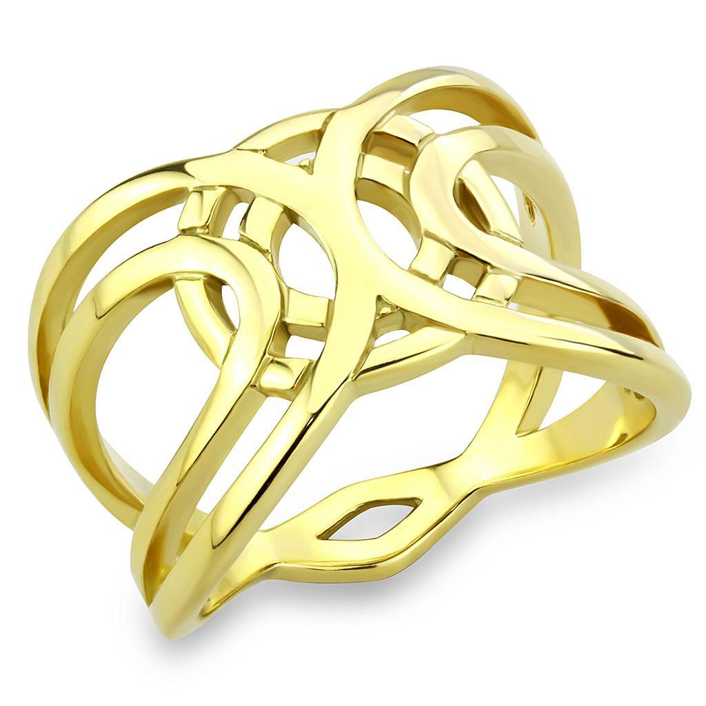 TK3639 - IP Gold(Ion Plating) Stainless Steel Ring with No Stone - Joyeria Lady