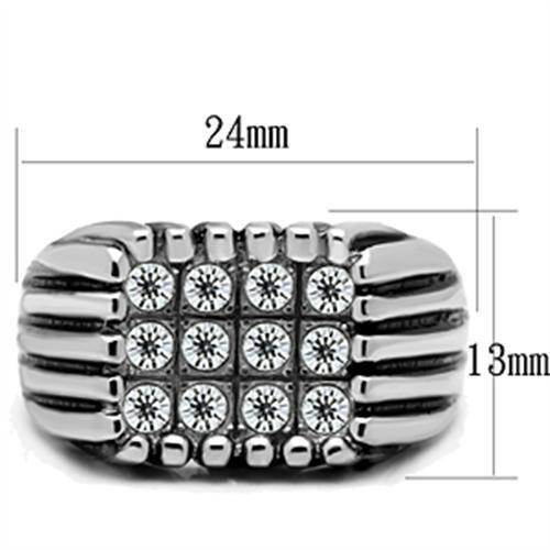 TK363 High polished (no plating) Stainless Steel Ring with Top Grade Crystal in Clear - Joyeria Lady