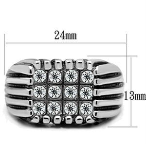 TK363 High polished (no plating) Stainless Steel Ring with Top Grade Crystal in Clear