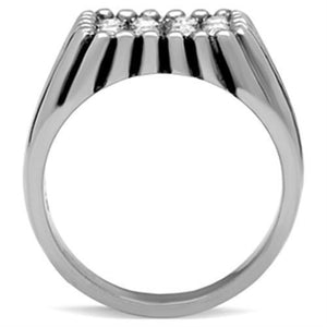 TK363 High polished (no plating) Stainless Steel Ring with Top Grade Crystal in Clear