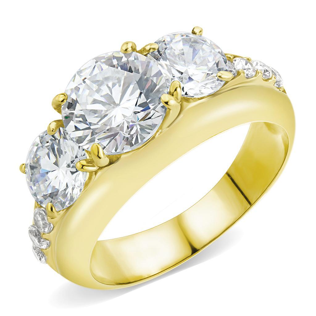 TK3669 - IP Gold(Ion Plating) Stainless Steel Ring with AAA Grade CZ  in Clear - Joyeria Lady