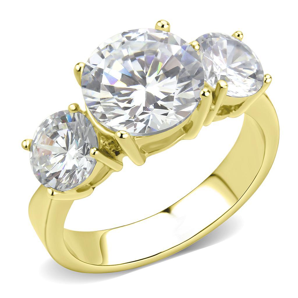 TK3672 - IP Gold(Ion Plating) Stainless Steel Ring with AAA Grade CZ  in Clear - Joyeria Lady