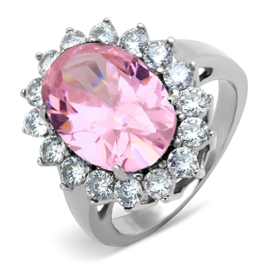 TK3676 - High polished (no plating) Stainless Steel Ring with Synthetic Synthetic Glass in Rose - Joyeria Lady