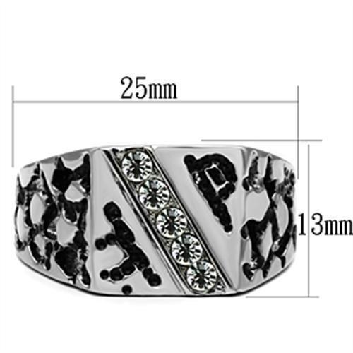 TK367 High polished (no plating) Stainless Steel Ring with Top Grade Crystal in Clear - Joyeria Lady