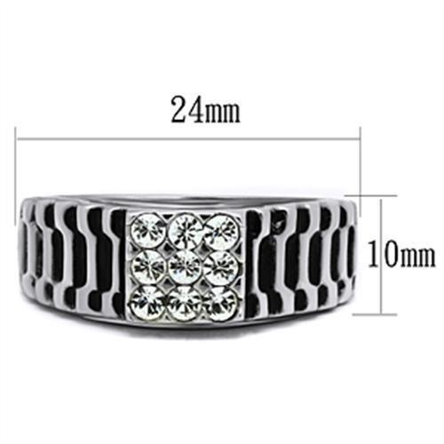 TK368 High polished (no plating) Stainless Steel Ring with Top Grade Crystal in Clear - Joyeria Lady