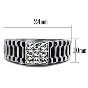 TK368 High polished (no plating) Stainless Steel Ring with Top Grade Crystal in Clear