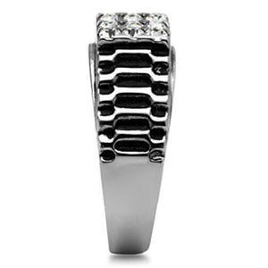 TK368 High polished (no plating) Stainless Steel Ring with Top Grade Crystal in Clear
