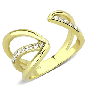 TK3710 - IP Gold(Ion Plating) Stainless Steel Ring with Top Grade Crystal  in Clear - Joyeria Lady