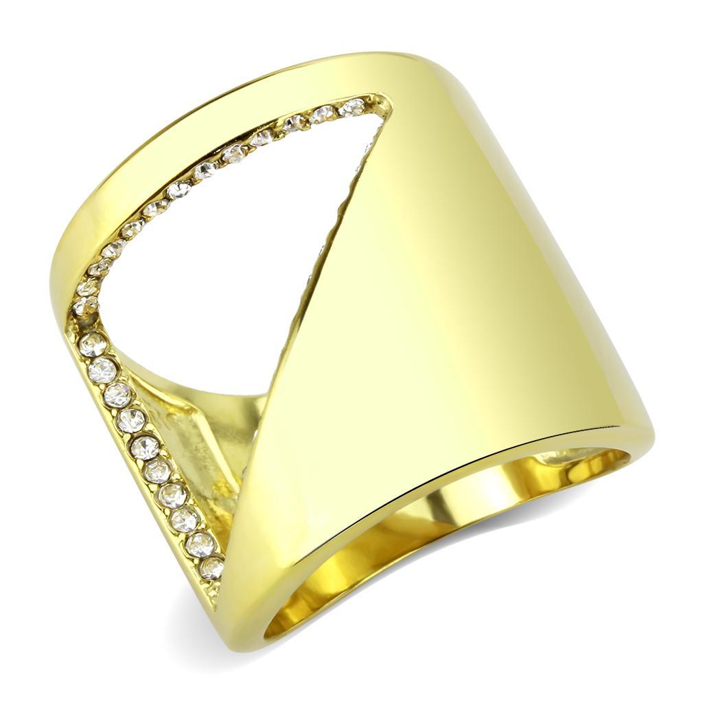 TK3715 - IP Gold(Ion Plating) Stainless Steel Ring with Top Grade Crystal  in Clear - Joyeria Lady