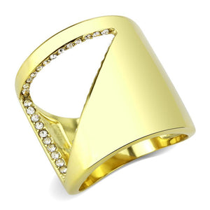 TK3715 - IP Gold(Ion Plating) Stainless Steel Ring with Top Grade Crystal  in Clear - Joyeria Lady