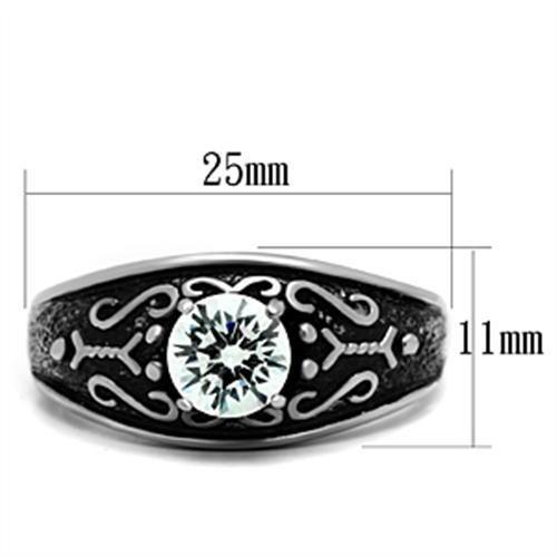 TK373 High polished (no plating) Stainless Steel Ring with AAA Grade CZ in Clear - Joyeria Lady