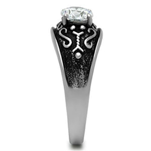 TK373 High polished (no plating) Stainless Steel Ring with AAA Grade CZ in Clear