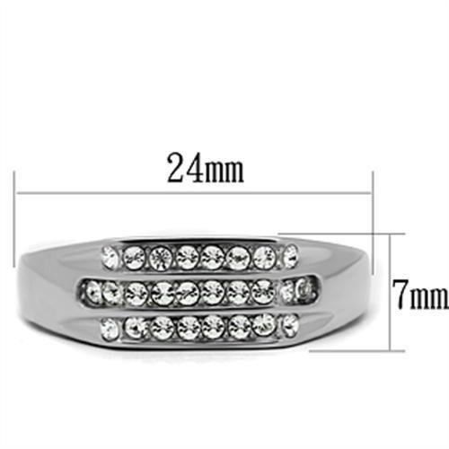 TK375 High polished (no plating) Stainless Steel Ring with Top Grade Crystal in Clear - Joyeria Lady