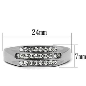 TK375 High polished (no plating) Stainless Steel Ring with Top Grade Crystal in Clear