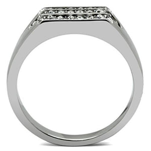 TK375 High polished (no plating) Stainless Steel Ring with Top Grade Crystal in Clear