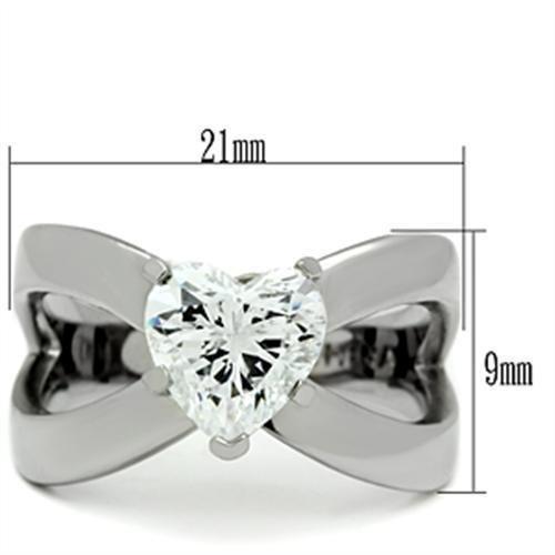 TK390 - High polished (no plating) Stainless Steel Ring with AAA Grade CZ  in Clear - Joyeria Lady