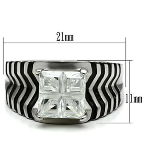 TK393 - High polished (no plating) Stainless Steel Ring with AAA Grade CZ  in Clear - Joyeria Lady