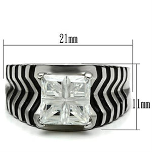 TK393 - High polished (no plating) Stainless Steel Ring with AAA Grade CZ  in Clear