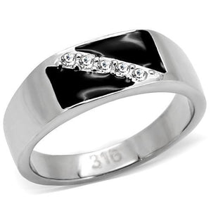 TK414701 High polished (no plating) Stainless Steel Ring with Top Grade Crystal in Clear - Joyeria Lady
