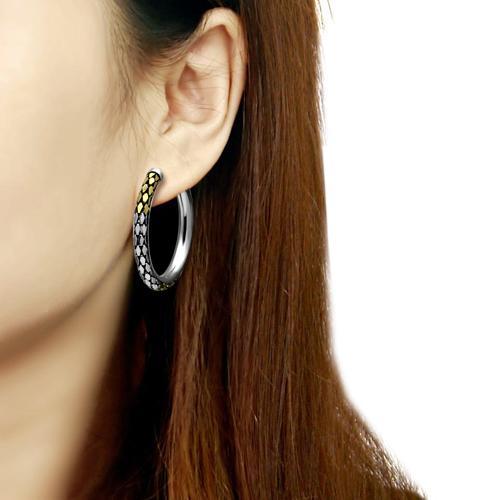 TK430 Gold+Rhodium Stainless Steel Earrings with No Stone in No Stone - Joyeria Lady