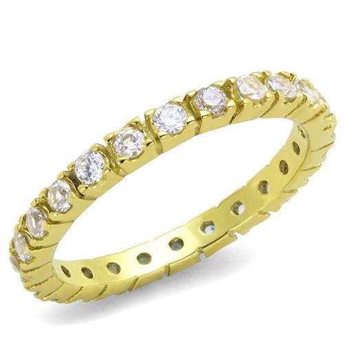 TK45202G - IP Gold(Ion Plating) Stainless Steel Ring with AAA Grade CZ  in Clear - Joyeria Lady