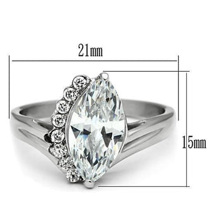 TK475 - High polished (no plating) Stainless Steel Ring with AAA Grade CZ  in Clear