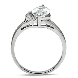 TK475 - High polished (no plating) Stainless Steel Ring with AAA Grade CZ  in Clear