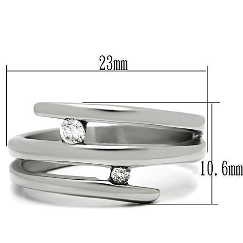 TK478 - High polished (no plating) Stainless Steel Ring with AAA Grade CZ  in Clear - Joyeria Lady
