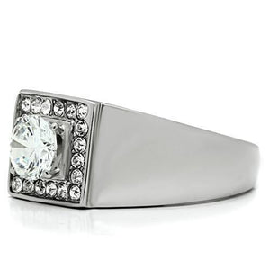 TK483 High polished (no plating) Stainless Steel Ring with AAA Grade CZ in Clear