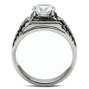 TK485 High polished (no plating) Stainless Steel Ring with AAA Grade CZ in Clear