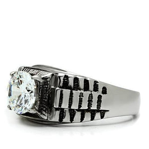 TK485 High polished (no plating) Stainless Steel Ring with AAA Grade CZ in Clear