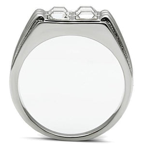 TK488 High polished (no plating) Stainless Steel Ring with Top Grade Crystal in Clear