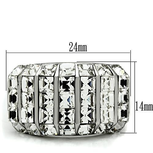 TK490 - High polished (no plating) Stainless Steel Ring with Top Grade Crystal  in Clear - Joyeria Lady