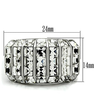 TK490 - High polished (no plating) Stainless Steel Ring with Top Grade Crystal  in Clear