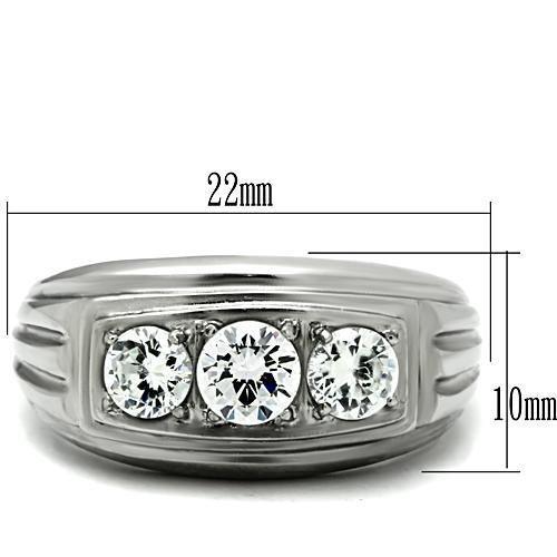 TK491 High polished (no plating) Stainless Steel Ring with AAA Grade CZ in Clear - Joyeria Lady