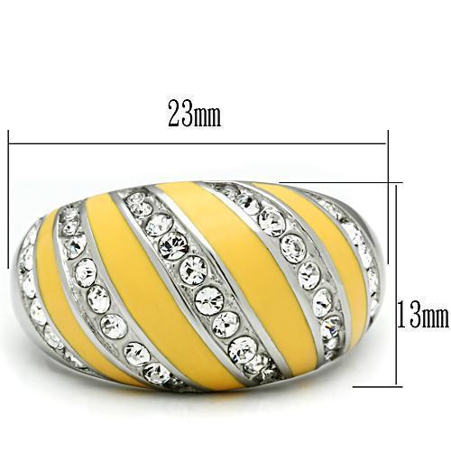 TK506 - High polished (no plating) Stainless Steel Ring with Top Grade Crystal  in Clear - Joyeria Lady