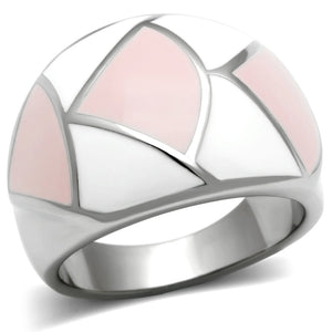 TK508 - High polished (no plating) Stainless Steel Ring with Epoxy  in Multi Color - Joyeria Lady