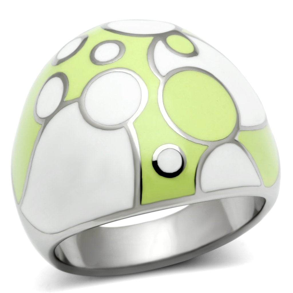 TK511 - High polished (no plating) Stainless Steel Ring with Epoxy  in Multi Color - Joyeria Lady