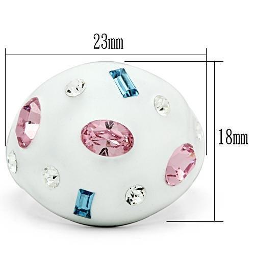 TK512 - High polished (no plating) Stainless Steel Ring with Top Grade Crystal  in Multi Color - Joyeria Lady