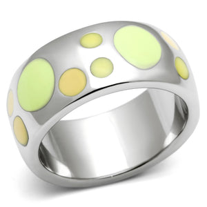 TK513 - High polished (no plating) Stainless Steel Ring with Epoxy  in Multi Color - Joyeria Lady