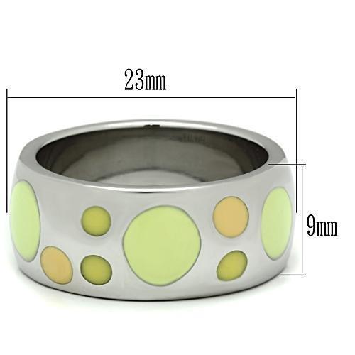 TK513 - High polished (no plating) Stainless Steel Ring with Epoxy  in Multi Color - Joyeria Lady